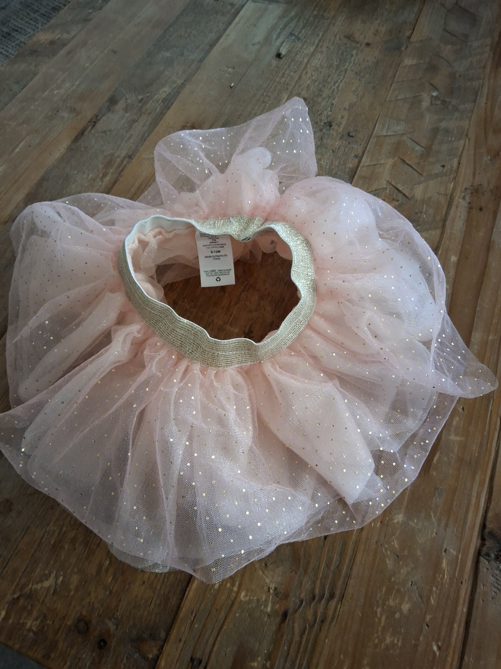 Girls' Pink Tulle Skirt with Gold Glitter Waistband